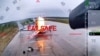 Скриншот из видео ударов СБУ по самолетам стратегической авиации России на аэродроме «Белая» в Иркутской области, граничащей с Монголией. 1 июня 2025 года