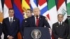 Președintele SUA, Donald Trump, în timpul discursului de la summitul de la Sharm el-Sheikh. 13 octombrie 2025.