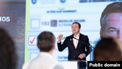 Aljbin (Albin) Kurti, premijer Kosova i lider Samoopredeljnja, na jednom od predizbornih skupova za kosovske lokalne izbore održane 12. oktobra 2025. goidne.