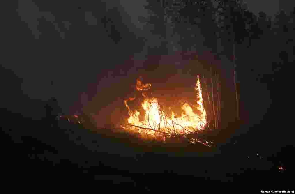 A forest fire near the village of Magaras.