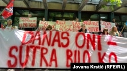 Protest za oslobađanje šestoro privedenih aktivista, april 2025.