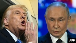 US President Donald Trump (left) and Russian President Vladimir Putin (file photos)