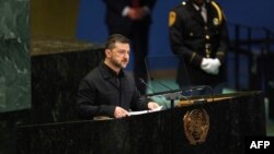 Ukrajinski predsednik Volodimir Zelenski govori u UN u Njujorku 24. septembra 2025.