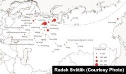 Лагеря ГУЛАГа, в которых содержались чехословацкие граждане в СССР с указанием их численности