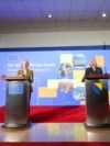 Bosnia and Herzegovina -- President of the European Commission Ursula von der Leyen, and chairwoman of Bosnian Council of ministers Borjana Krišto, in Sarajevo, October 14, 2025.